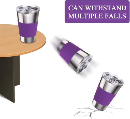 Water Tumbler with Lids, 6 Pack Stainless Steel Spill Proof Reusable Stacking 16oz Drinking Cups with Lids for Kids and Adults