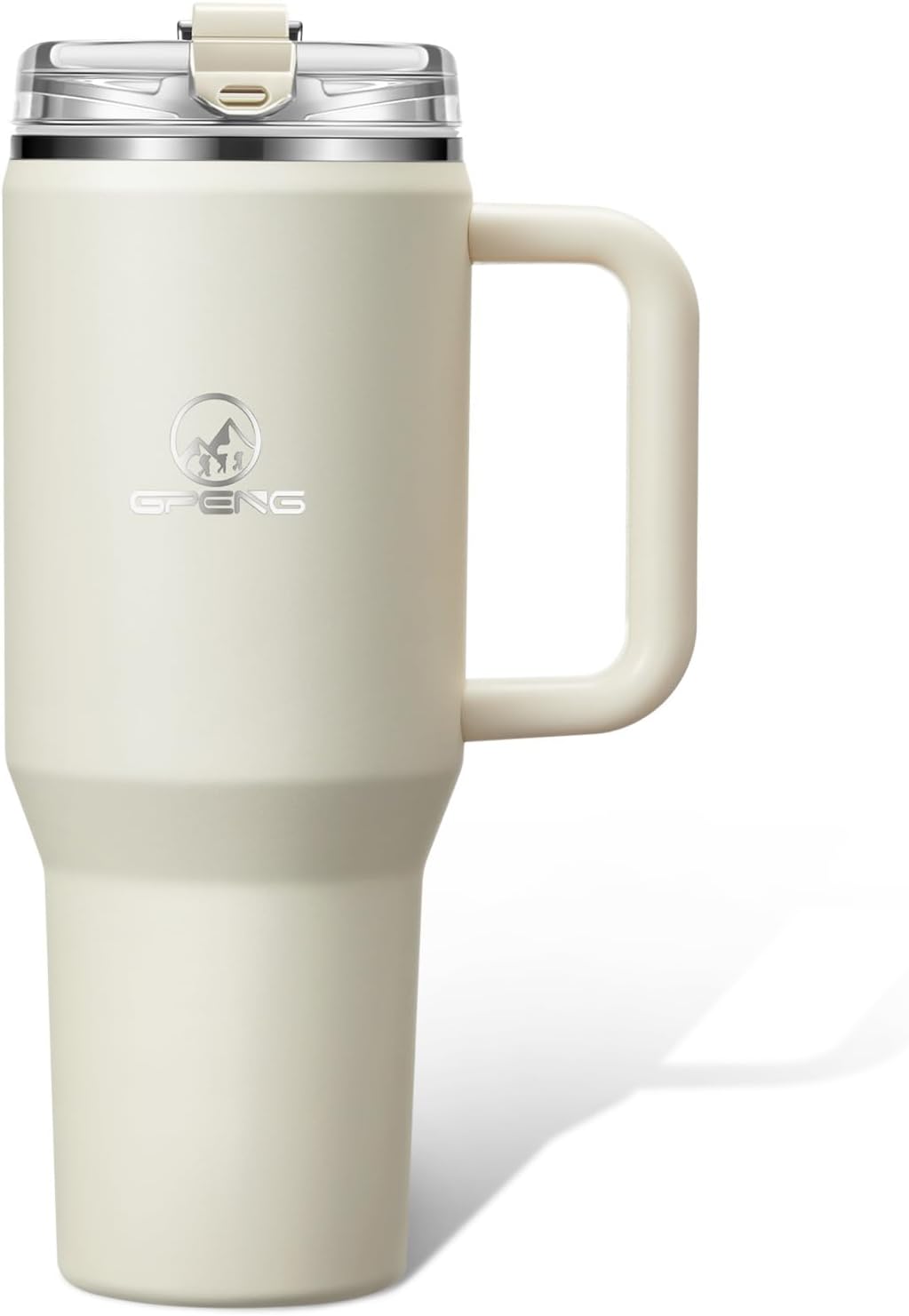 Gpeng 30/40/50 oz Tumbler with Handle, Water Bottles with Straw Lid, Insulated Stainless Steel Travel Mug Cup Holder Friendly, Keep Drinks Cold or Hot for Hours (LightGrey, 50 oz)