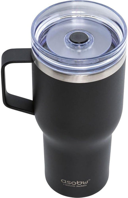 asobu Ultimate Ceramic Travel Mug, 12oz Insulated Stainless Steel Coffee Cup with Handle & Splash-Resistant Lid, Ceramic Lined for Pure Taste, BPA-Free, Double-Wall Vacuum for Hot Drinks