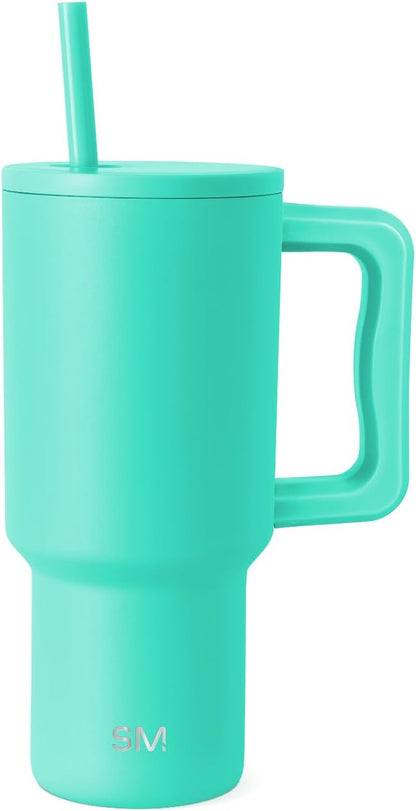 Simple Modern 40 oz Trek Tumbler with Handle and Straw Lid | Cup Holder Friendly Insulated Stainless Steel Travel Mug | Sea Glass Sage - Colors B