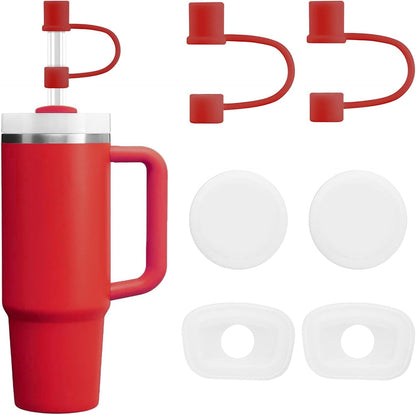 MOLOSLEEVE 21 Colors Straw Toppers Include A Set of Leak-proof Plugs, for Stanley Straw Covers Cap for Stanley Cup 2.0 30oz, 40oz, Silicone, Dust-Proof （Clear）