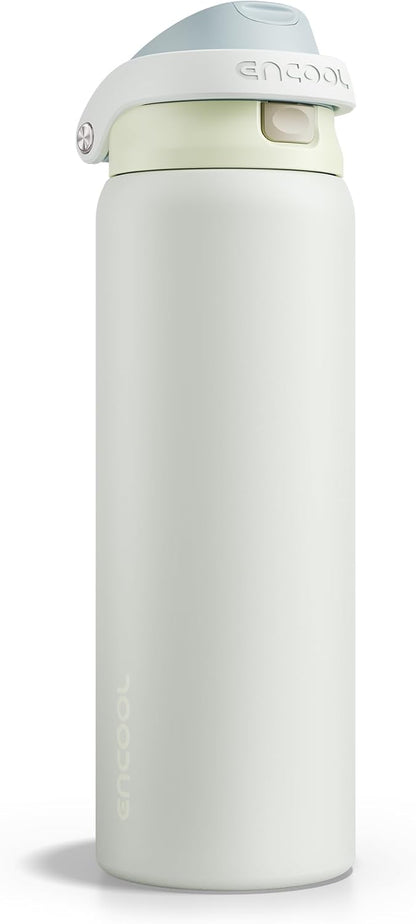 ENCOOL Leakproof Insulated Water Bottle with Straw Dual-Sip Water Bottle Bag-Safe Design for Work, Commute & Gym – Keeps Drinks Cold All Day, 24 oz, Lemonade Pink - Colors B