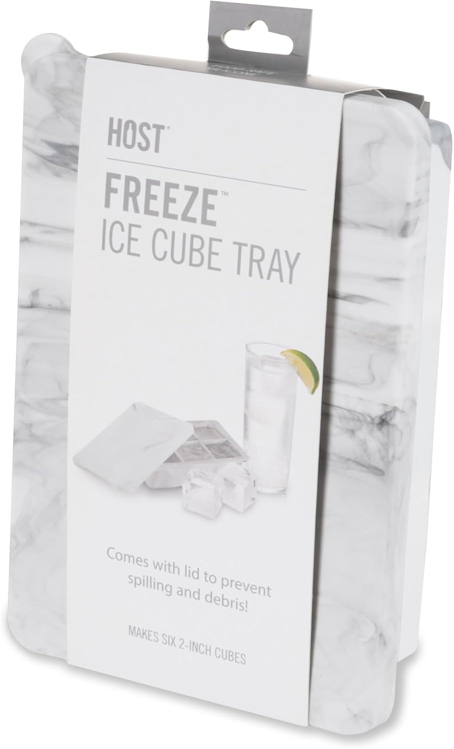 Host Ice Cube Tray, Makes Four 5-Inch Long Cubes, Durable Silicone Trays with Easy Release Design, Perfect for Water Bottles and Highball Glasses, Home Bar Accessories, Set of 1, Marble