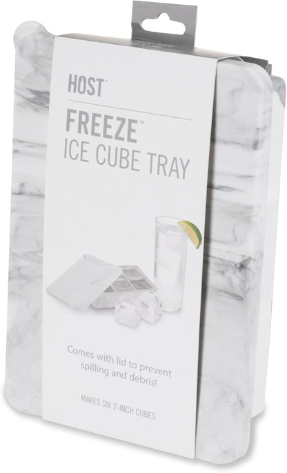 Host Ice Cube Tray, Makes Four 5-Inch Long Cubes, Durable Silicone Trays with Easy Release Design, Perfect for Water Bottles and Highball Glasses, Home Bar Accessories, Set of 1, Marble