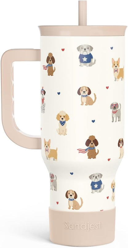SANDJEST Pickleball 40oz Tumbler With Handle and Straw, Pickleball Queen Insulated Stainless Steel Travel Coffee Mug for Women Girls Players, Gift Idea for Birthday Christmas Mothers Day
