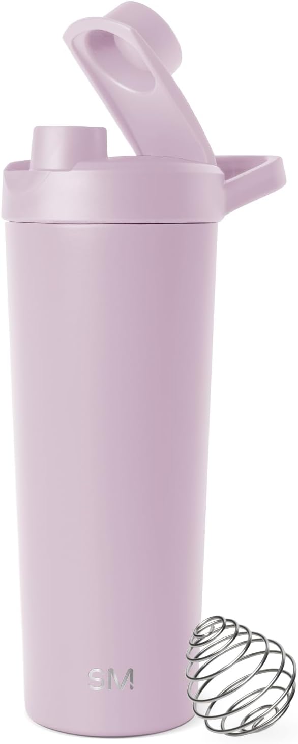 Simple Modern Stainless Steel Shaker Bottle with Ball 24oz | Metal Insulated Cup for Protein Mixes, Shakes and Pre Workout | Rally Collection | Almond Birch