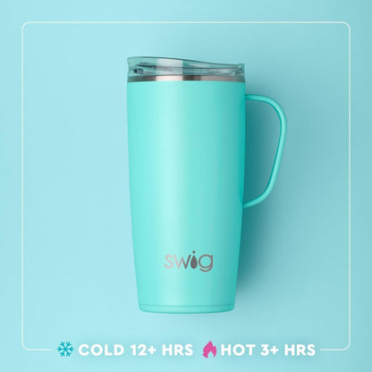 Swig Life 18oz Travel Mug, Insulated Tumbler with Handle and Lid, Cup Holder Friendly, Dishwasher Safe, Stainless Steel, Travel Coffee Cup (Honey Meadow)