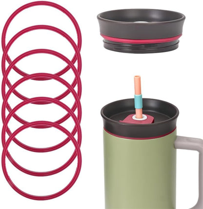 6pcs Gasket Replacement for Owala 40oz Tumbler, Rubber Lid Seal Ring Water Bottle Accessories Replacement Part Compatible with Owala 40oz Stainless Steel Cup (Pink)