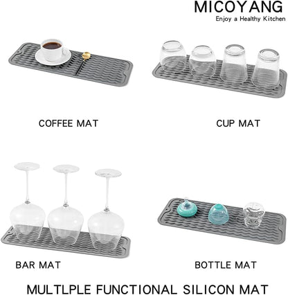 MicoYang Silicone Dish Drying Mat for Multiple Usage,Easy clean,Eco-friendly,Heat-resistant Silicone Mat for Kitchen Counter,Sink,Bar,Bottle,or Cup Green M 17 inches x 6 inches