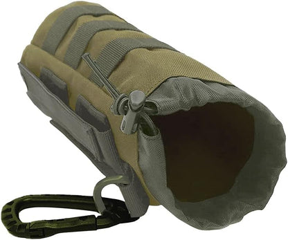 Tactical MOLLE Water Bottle Pouch, 3-Way Attachment: Backpack MOLLE, Belt Loop & D-Ring Hook, Anti-Swing 1000D Nylon Bottle Holder for Hiking Hunting, Fits 18-25oz Flasks
