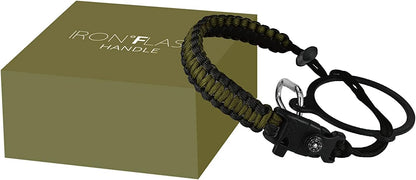 IRON °FLASK Paracord Handle - Fits Wide Mouth Water Bottles - Durable Carrier, Secure Accessories, Survival Strap Cord, Safety Ring, and Carabiner - Seven Core Paracord Bracelet