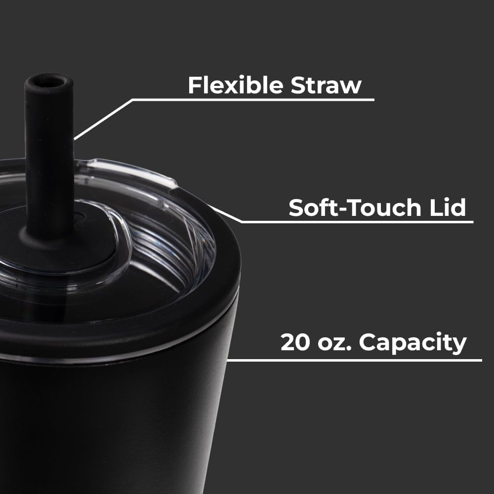 HydroJug Everyday Tumbler 20 oz – Ceramic-Lined Insulated Tumbler with Straw and Soft-Touch Lid, Cup Holder Friendly, Double-Wall Vacuum Insulation, Reusable Travel Cup – Rodeo