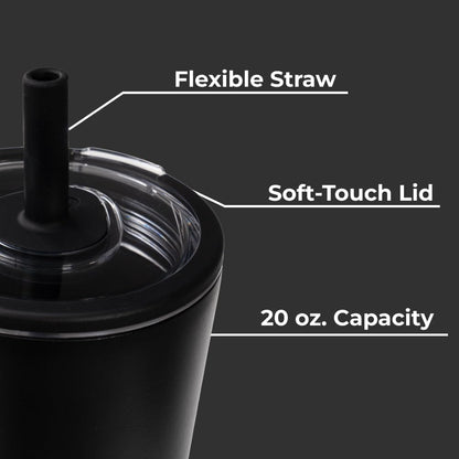 HydroJug Everyday Tumbler 20 oz – Ceramic-Lined Insulated Tumbler with Straw and Soft-Touch Lid, Cup Holder Friendly, Double-Wall Vacuum Insulation, Reusable Travel Cup – Rodeo