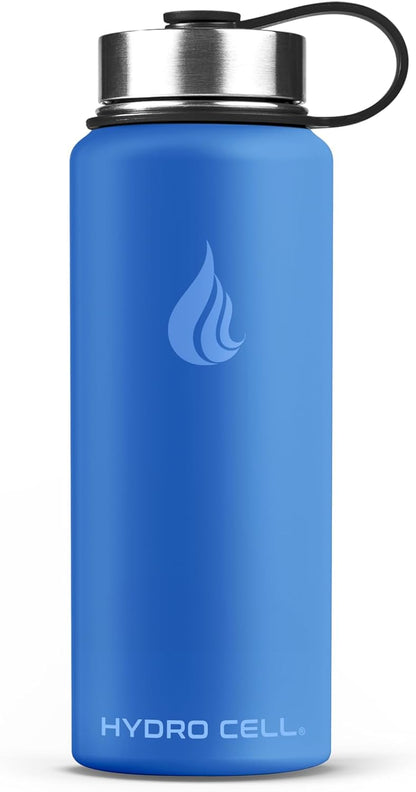 HYDRO CELL Stainless Steel Insulated Water Bottle with Straw - For Cold & Hot Drinks - Metal Vacuum Flask with Screw Cap and Modern Leakproof Sport Thermos for Adults (Neon 18oz)