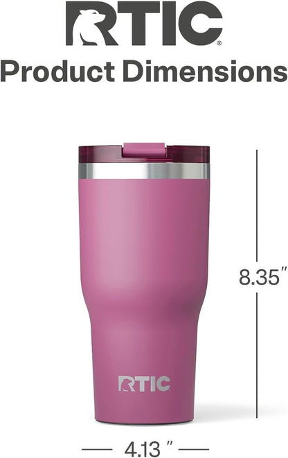 RTIC 20oz Essential Tumbler with Lid, Ceramic Lined, Insulated, Stainless Steel, Metal, Double Wall Vacuum-Insulation, Travel Cup for Iced Coffee, Tea, Hot and Cold Drink, Graphite