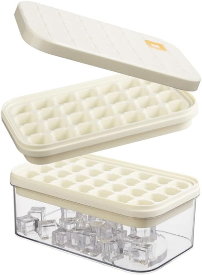 Brigii Ice Cube Tray with Lid & Storage Bin, 56 Cubes Ice Mold with Easy-Release Silicone Bottom, Stackable Ice Trays for Freezer, BPA Free,for Cocktails, Whiskey, Coffee & Drinks