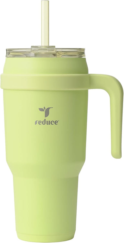 REDUCE 24 oz Stainless Steel Tumbler with Handle - Dual-Wall Vacuum Insulated Travel Mug, Sweat-Proof Lid & Reusable Straw - Keeps Drinks Cold for 24 Hrs, Fits Cupholders, Dishwasher Safe - Lilac Bud