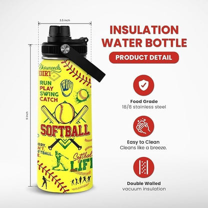 SANDJEST Gym Insulated Engraved Stainless Steel Water Bottle 32oz, Vacuum Chug Lid Travel Tumbler For Men Friends Dad Gymer Trainer, Gym Mode on, Birthday Christmas Father's Day