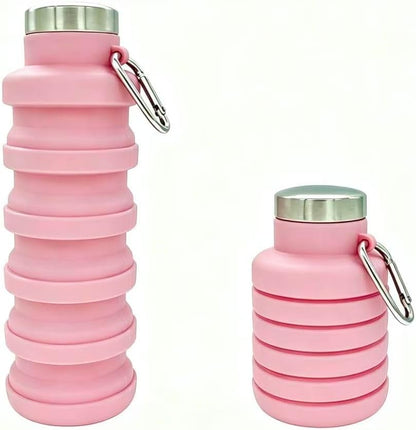 YCT Collapsible Water Bottle 17oz（500ml），Travel Portable Sport Water Bottle，Reusable Silicone Foldable Water Bottles for Gym Camping Hiking (Purple+Black)