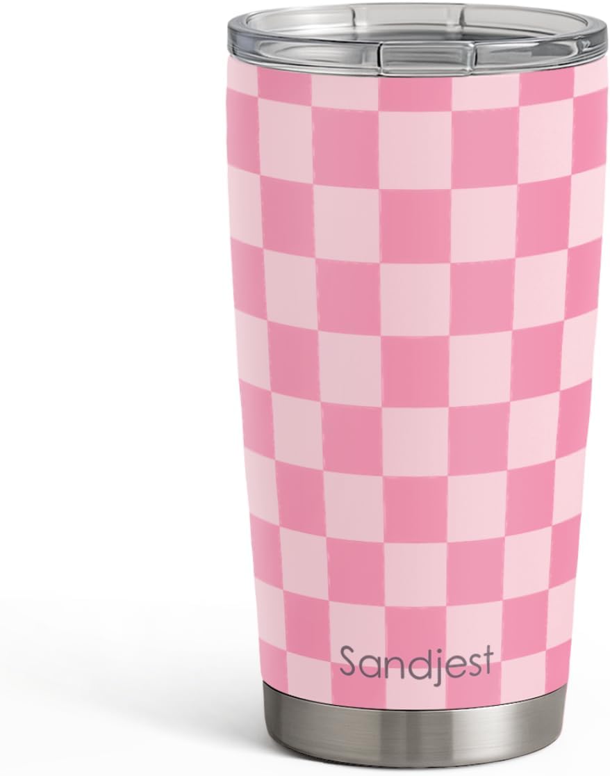 SANDJEST Pickleball Tumbler 20oz, Stainless Steel Travel Cup with Lid, Insulated Coffee Mug, Pickleballs Gifts for Women Girls Friends Sisters Players on Birthday Christmas