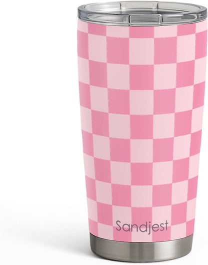 SANDJEST Pickleball Tumbler 20oz, Stainless Steel Travel Cup with Lid, Insulated Coffee Mug, Pickleballs Gifts for Women Girls Friends Sisters Players on Birthday Christmas