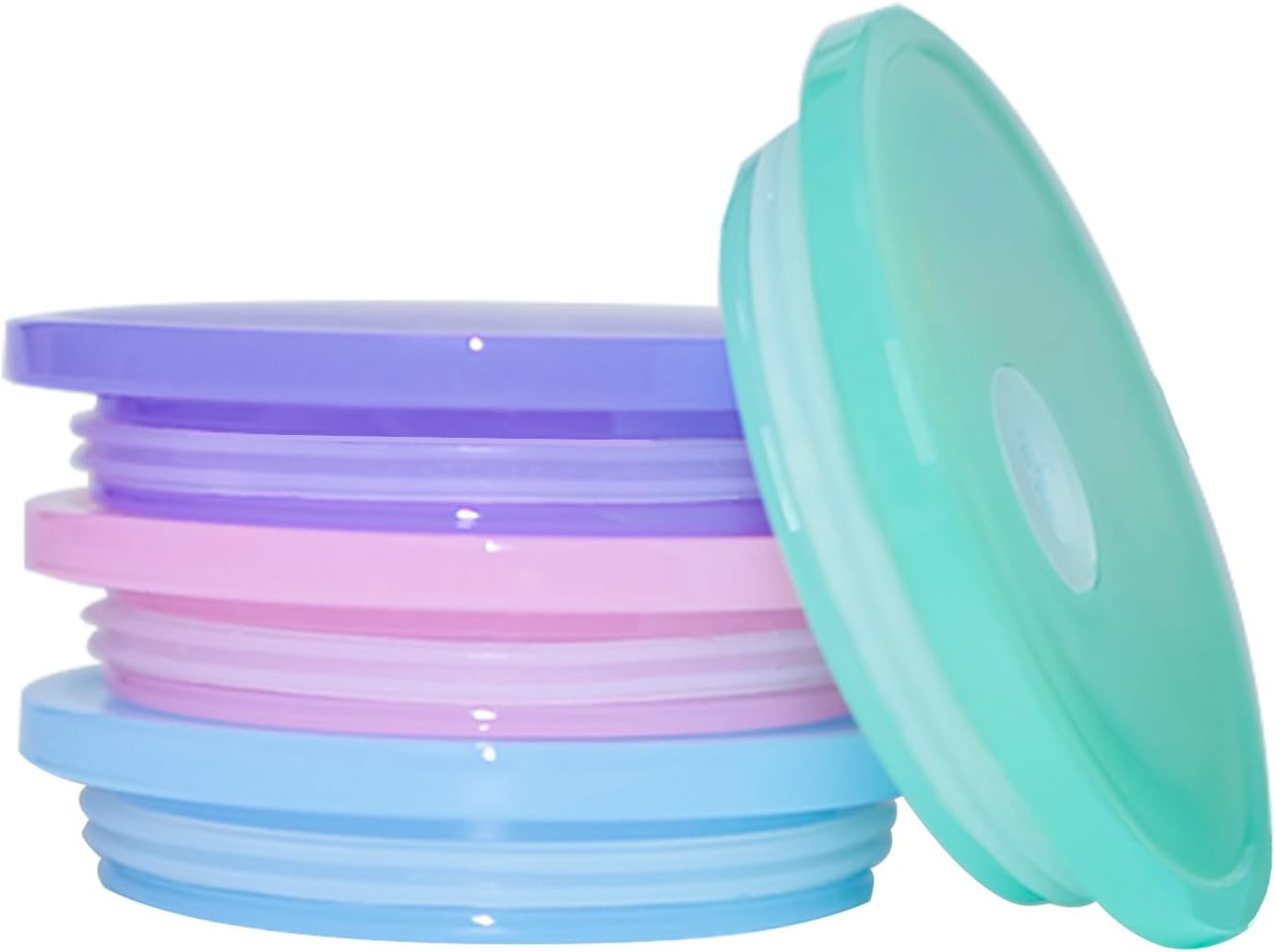 4 Pack Acrylic Lids for Glass Cups with Bamboo Lids and Straws, 2.75 inch/70 mm Acrylic Lids for 16 OZ Beer Can Cups with Wooden Lids, Replacement Canning Lids for 16OZ 20 OZ Glass