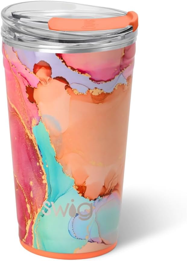 Swig Life 32oz Insulated Tumbler, Travel Coffee Tumbler with Lid, Cup Holder Friendly Travel Coffee Mug, Stainless Steel with Lid (Hayride)