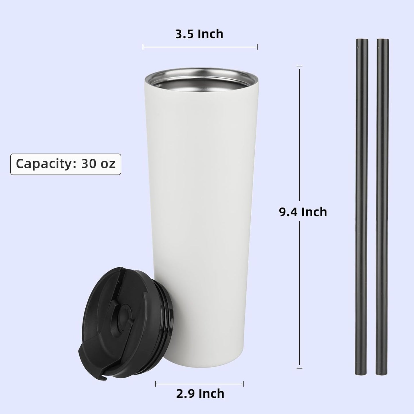 Konokyo 30 OZ Insulated Tumbler with Lid and 2 Straws Stainless Steel Water Bottle Vacuum Travel Mug Coffee Cup,Pastel Sunset