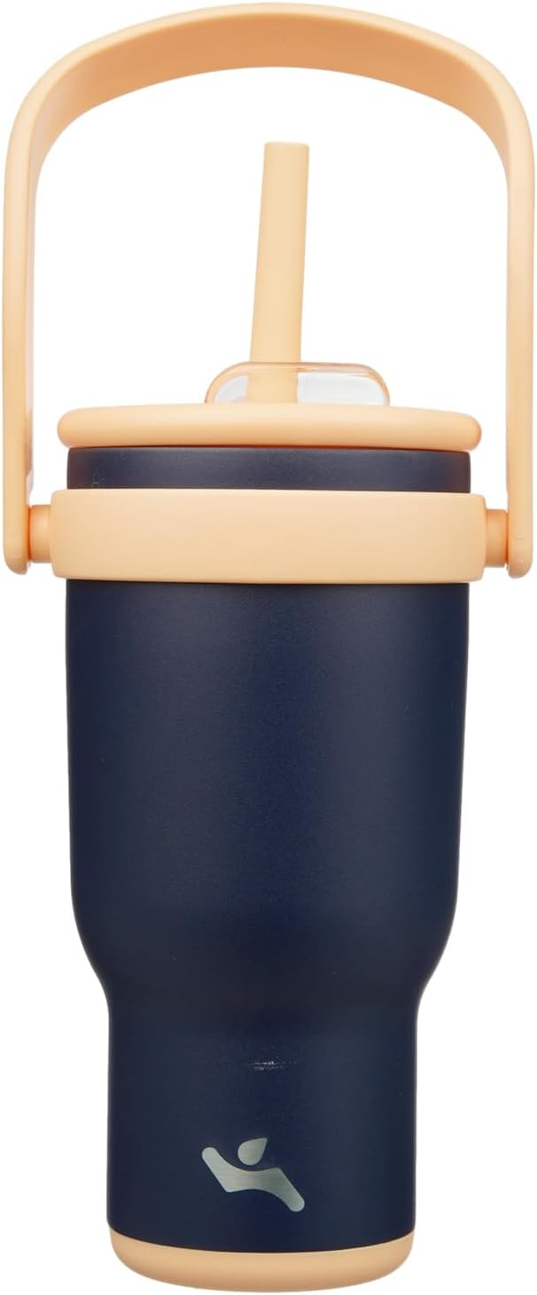 Konokyo 30 oz Tumbler with Side Handle, Insulated Water Bottle with Straw and 2 in 1 Lid, Stainless Steel Cup Travel Coffee Mug for Sports Office Gym,Purple