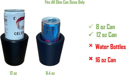 Slim Can Universal Cup Holder Adapter Slim Cup 8.4 oz / 12 oz can Holder Expander Car Cup Holder Fits Red Bull Celsius Energy Drink Michelob White Claw Truly Black (Single Holder)