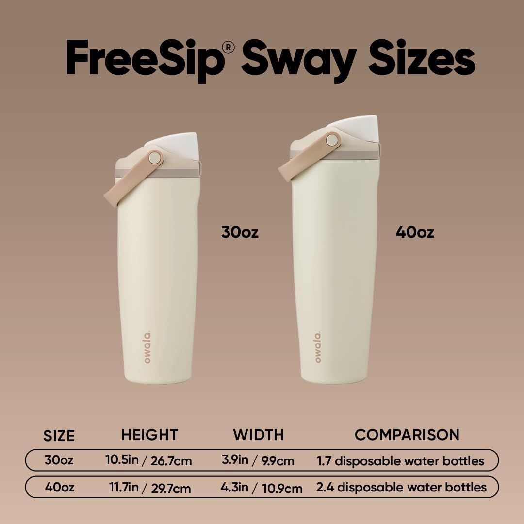 Owala FreeSip Sway Insulated Stainless Steel Water Bottle with Two-Way Spout, Built-In Straw and Bucket Handle, Made for Travel, School, and Sports, 30oz, BPA Free, Leak Proof, Daybreak