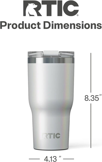 RTIC 20oz Essential Tumbler with Lid, Ceramic Lined, Insulated, Stainless Steel, Metal, Double Wall Vacuum-Insulation, Travel Cup for Iced Coffee, Tea, Hot and Cold Drink, Graphite