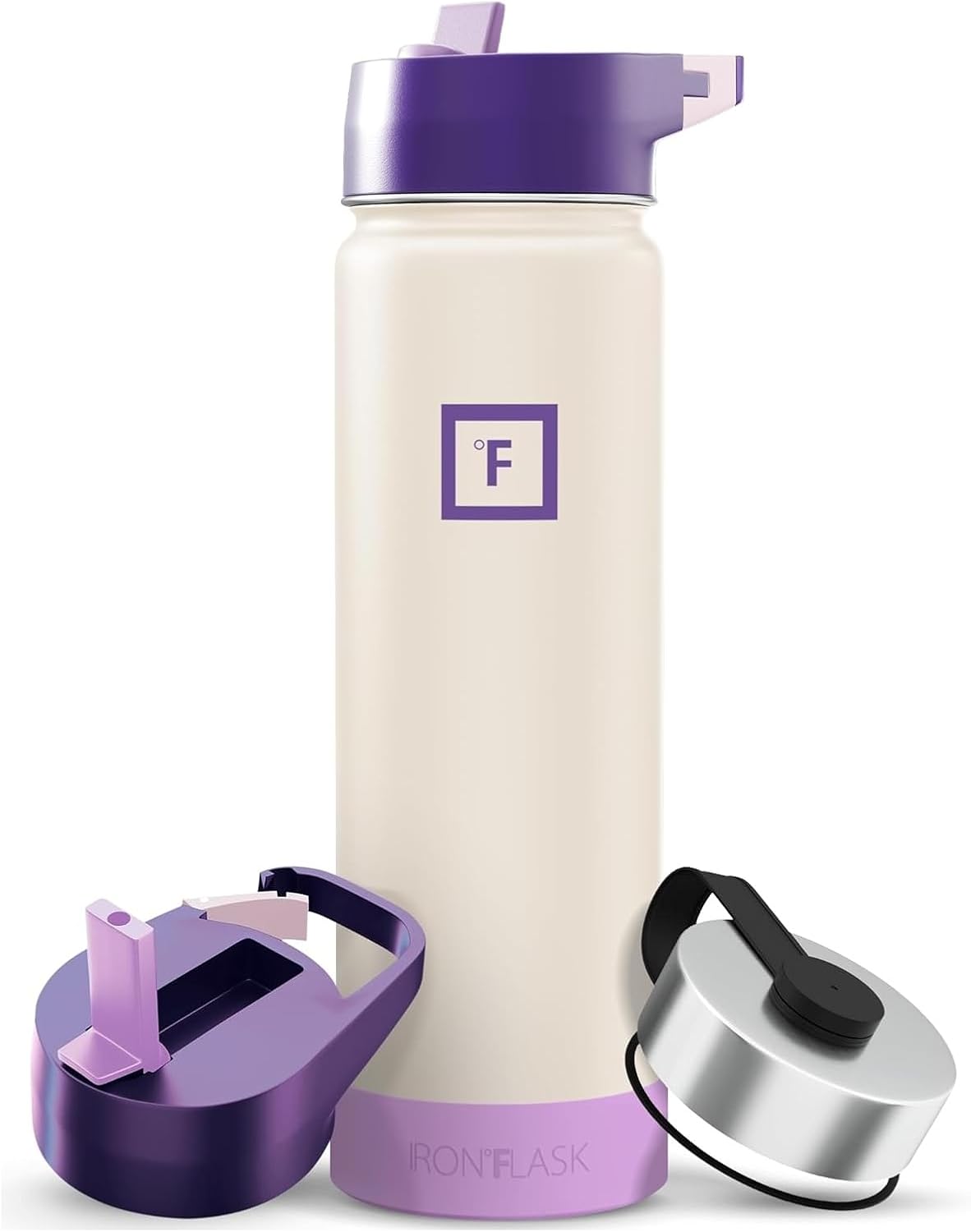 IRON °FLASK Camping & Hiking Hydration Flask with Straw, Wide Mouth Insulated Stainless Steel Sports Water Bottle - 22 oz Aurora