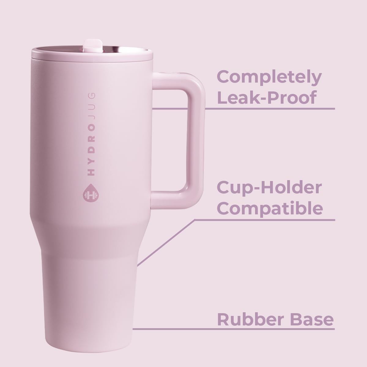 HydroJug Traveler - 40 oz Water Bottle with Handle & Flip Straw - Fits in Cup Holder, Leak Resistant Tumbler-Reusable Insulated Stainless Steel & Rubber Base - Gifts for Women & Men, Light Blue