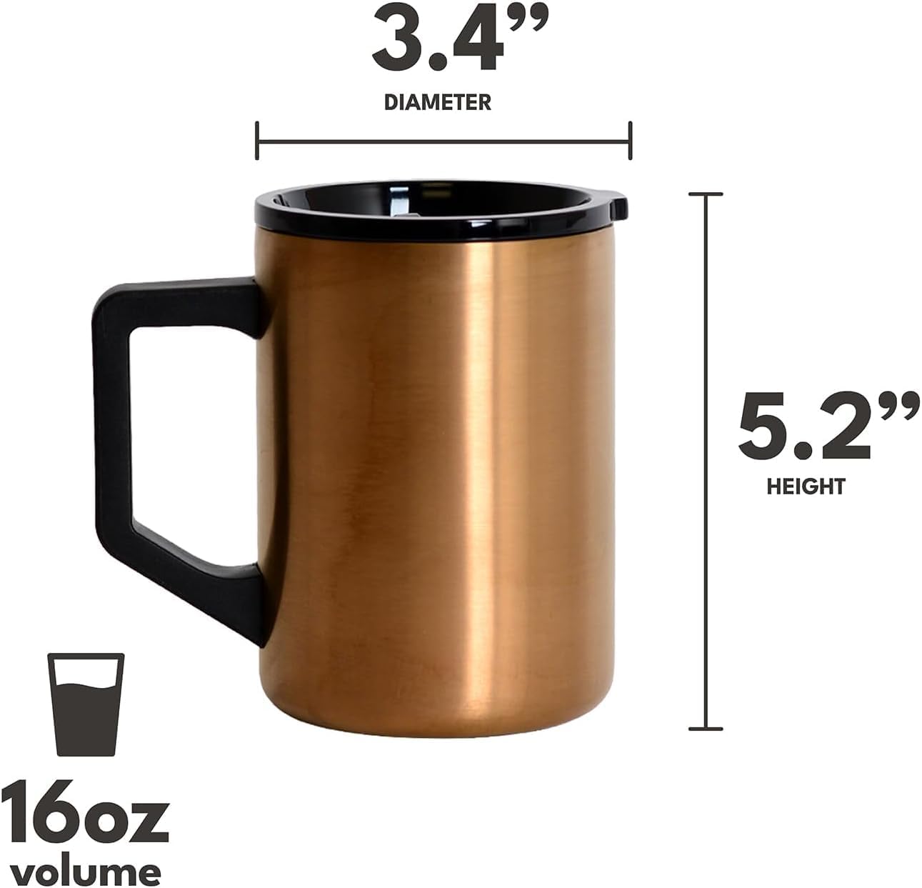 Elemental Insulated Coffee Mug - Triple-Wall Stainless Steel Summit Travel Cup for Hot and Cold Drinks - Thermal Coffee Mug with Lid and Handle for Camping, Office & Travel 16oz - Rainbow Speckle