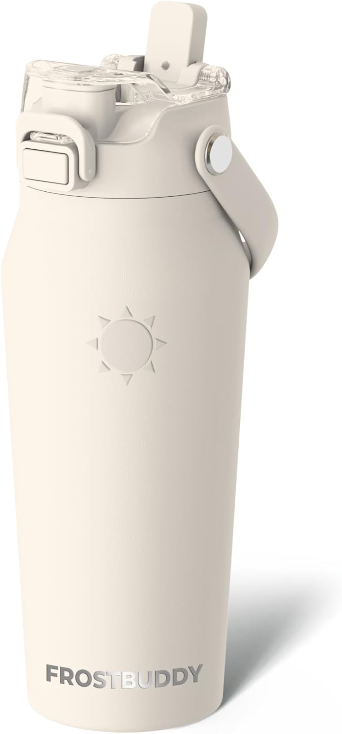 Frost Buddy 24oz Insulated Water Bottle with Straw & Chug Lid | Leak-Proof Stainless Steel | 24-Hours Cold | Sweat-Proof, Cup Holder Friendly | Ideal for Gym, Travel, Sports & Everyday Hydration - Colors A
