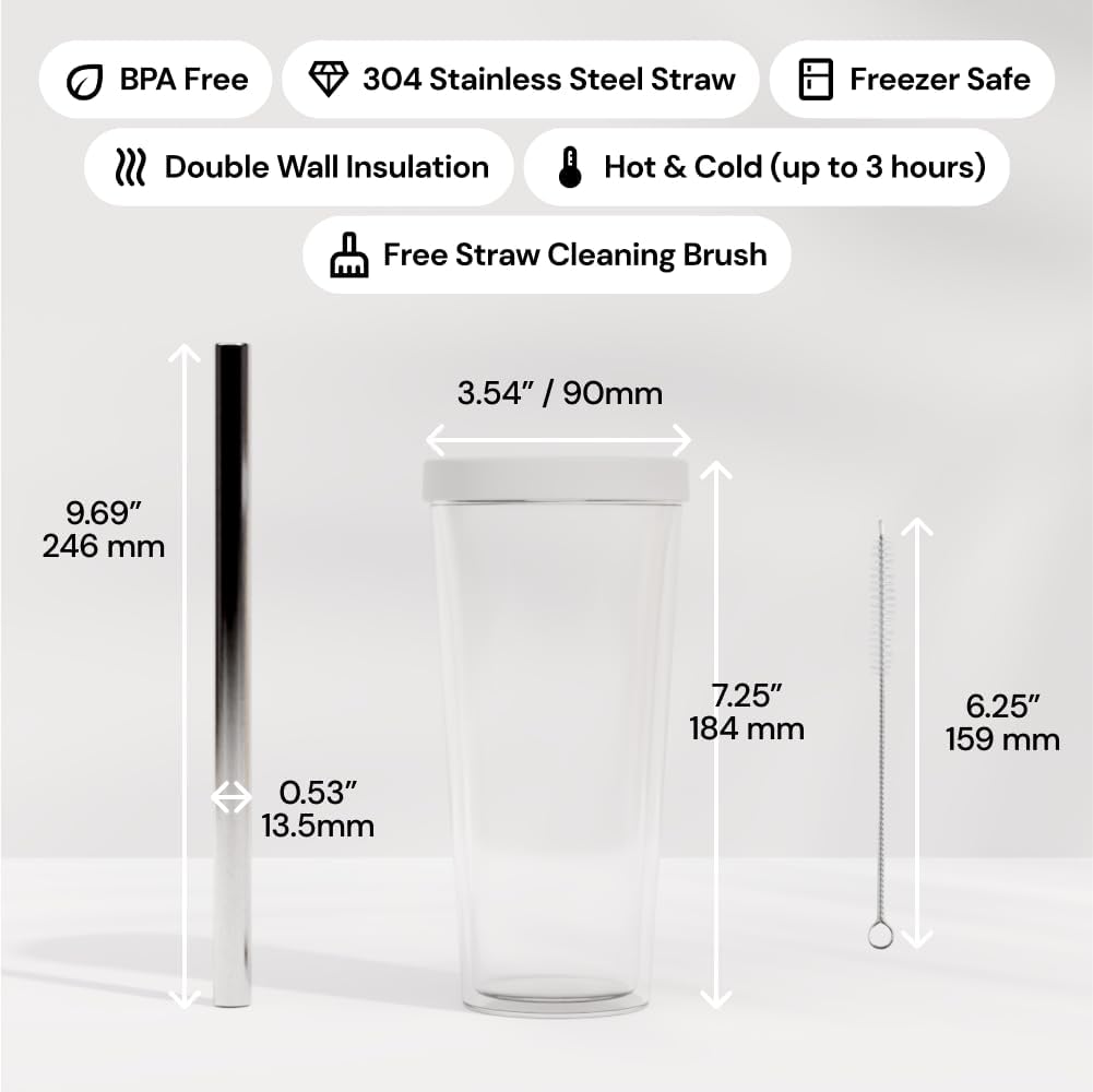 Dodoko Reusable Boba Cup and Straw Boba Tea Cup Bubble Tea Cup Reusable Iced Coffee Cup Cold Coffee Cup Smoothie Cup with Lid and Straw Smoothie Cup to go Smoothie Tumbler 17 oz - Sage Green