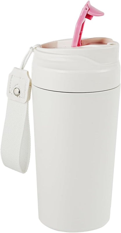 16oz Ceramic Travel Mug with Lid- 100% Real Ceramic Liner (No Coating), Heat-Resistant Outer Wall, Leak-Proof Lid with Detachable Strap, Fits Car Cup Holder