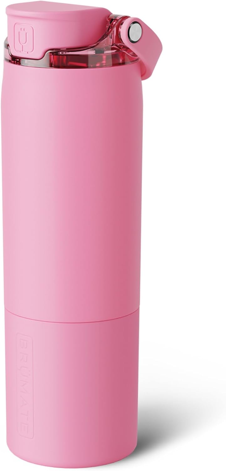 BrüMate Rise 25oz Water Bottle With 100% Leakproof Covered Silicone Straw | Insulated Stainless Steel Water Bottle | Cup-Holder Friendly | Fast Flow | Soft Sip Silicone Spout | BPA-Free (Rose Taupe)