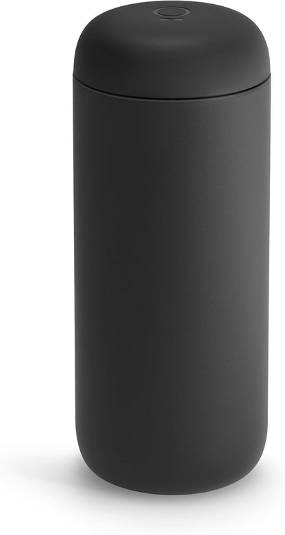 Fellow 16 oz Carter Move Travel Mug - Vacuum-Insulated Stainless Steel Travel Coffee Mug - Coffee Tumbler with Ceramic Interior and Splash Guard - Matte Black
