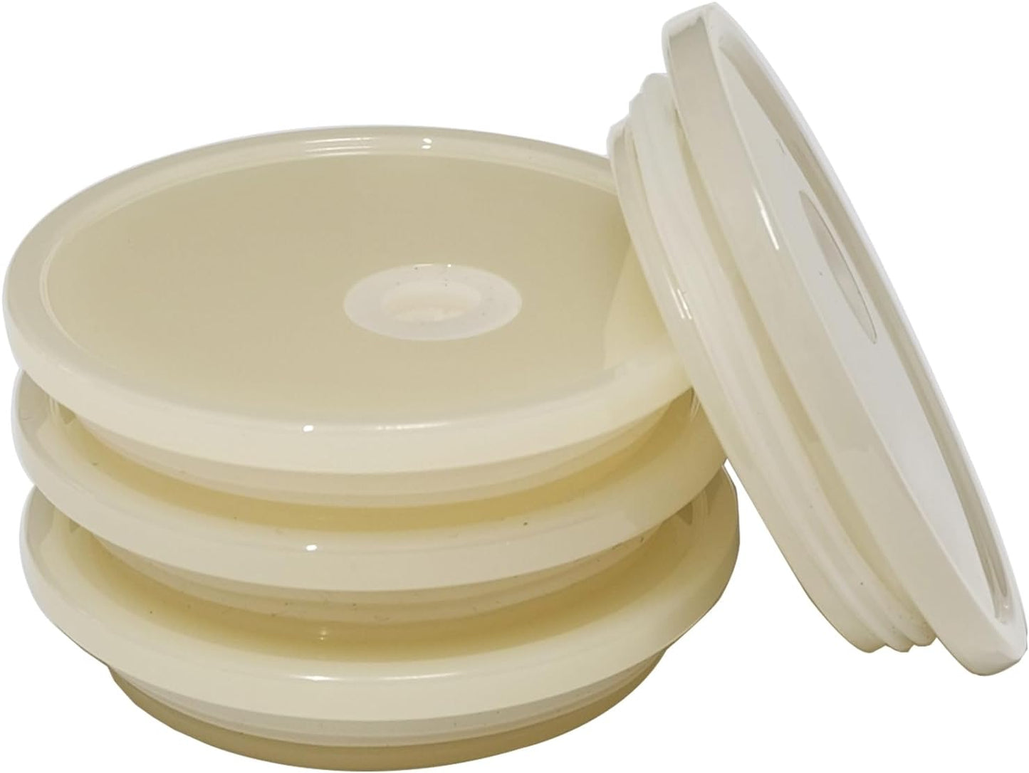 4 Pack Acrylic Lids for Glass Cups with Bamboo Lids and Straws, 2.75 inch/70 mm Acrylic Lids for 16 OZ Beer Can Cups with Wooden Lids, Replacement Canning Lids for 16OZ 20 OZ Glass