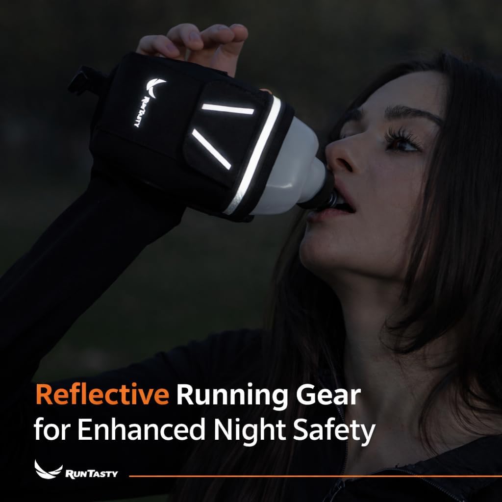 2-in-1 Running Fun: Handheld 12 Oz Water Bottle & Running Belt Add-On. No-Grip Design Straps on Hand & Slides on Belt. Waterproof Pocket for Money, Keys. Maximize Time, Freedom & Health