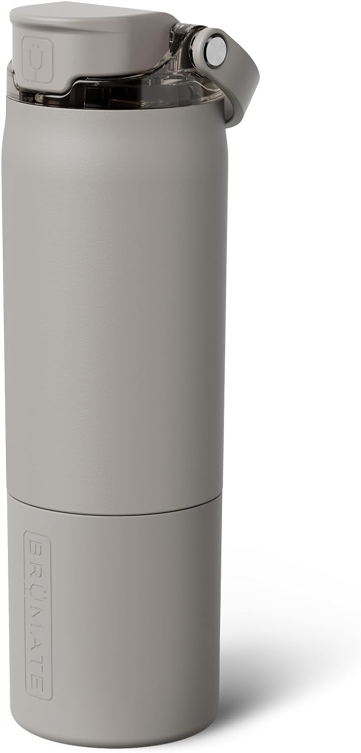 BrüMate Rise 25oz Water Bottle With 100% Leakproof Covered Silicone Straw | Insulated Stainless Steel Water Bottle | Cup-Holder Friendly | Fast Flow | Soft Sip Silicone Spout | BPA-Free (Rose Taupe)