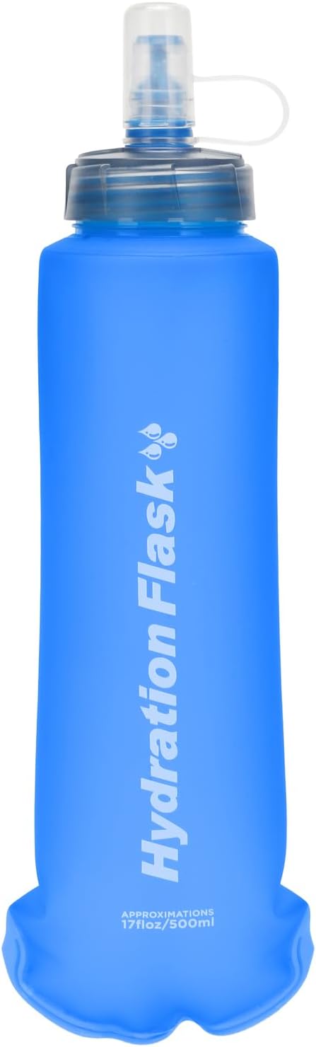 TRIWONDER Handheld Water Bottle for Running, Quick Grip Chill 17 oz Handheld Soft Water Bottle with Hand Strap Hydration Pack, BPA Sport Soft Flask (Blue)