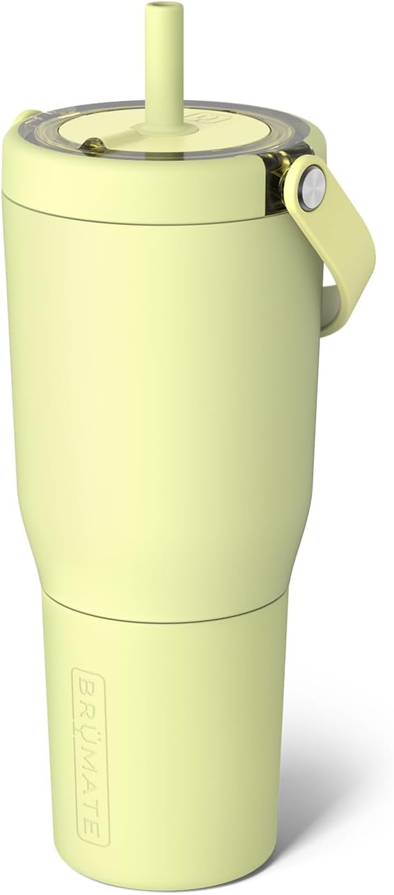 BrüMate Resa 35oz 100% Leakproof Tumbler w/Handle & Straw | Flexible SoftSip Straw | Silicone Sleeve for Durability | Stainless Steel | Cup Holder & Travel Friendly Water Bottle (Java)