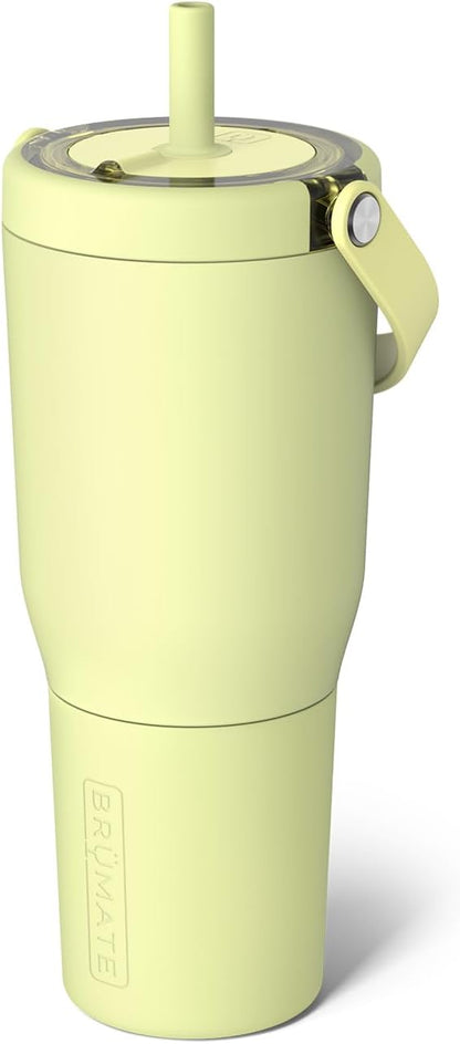 BrüMate Resa 35oz 100% Leakproof Tumbler w/Handle & Straw | Flexible SoftSip Straw | Silicone Sleeve for Durability | Stainless Steel | Cup Holder & Travel Friendly Water Bottle (Java)