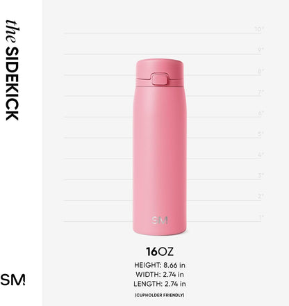 Simple Modern Sidekick Travel Coffee Mug | Ceramic-Lined Insulated Stainless Steel Tumbler | Leak-Proof and Cup Holder Friendly | 16oz, Almond Birch Mix