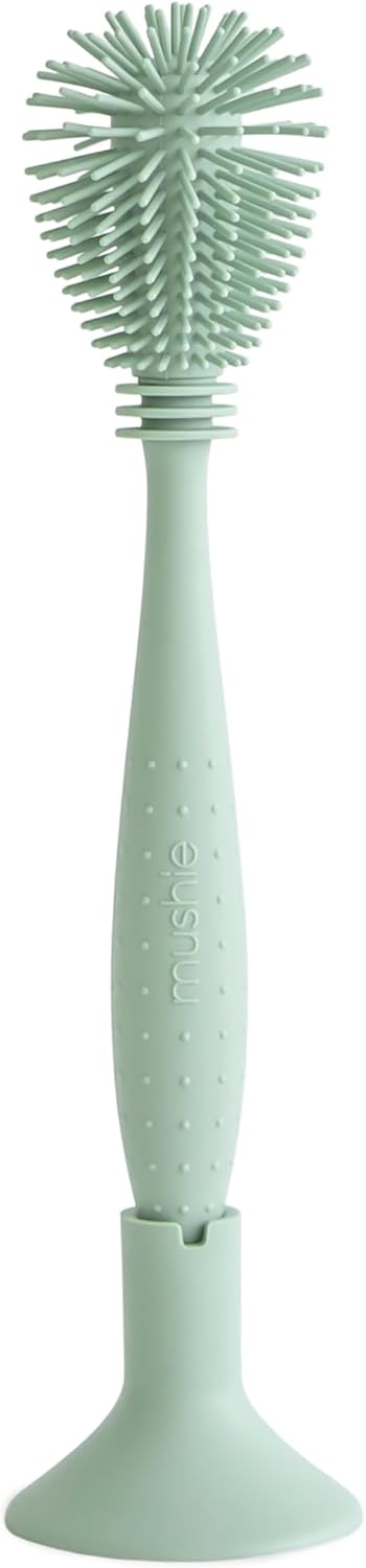 mushie Baby Bottle Brush | Soft Silicone with Suction Base (Shifting Sand)