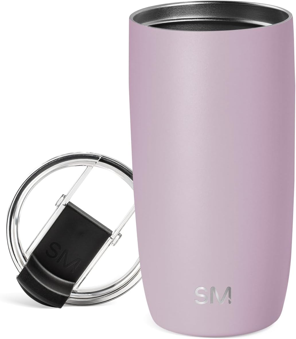 Simple Modern Voyager Tumbler with Flip Lid | Travel Coffee Mug | Insulated Stainless Steel Cold Brew Iced or Hot Coffee Cup | Gifts for Women Men Her Him | 16oz, Almond Birch