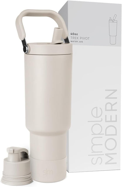 Simple Modern Trek Pivot | 40oz Flip Straw Tumbler with Handle | Water Bottle & Boot | Interchangeable Straw & Chug Lids | Insulated Stainless Steel Jug | Gym Sports Outdoors | Forest - Colors B